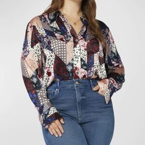 Equipment Femme Quinne patchwork silk top size 2X NWT sold at Revolve